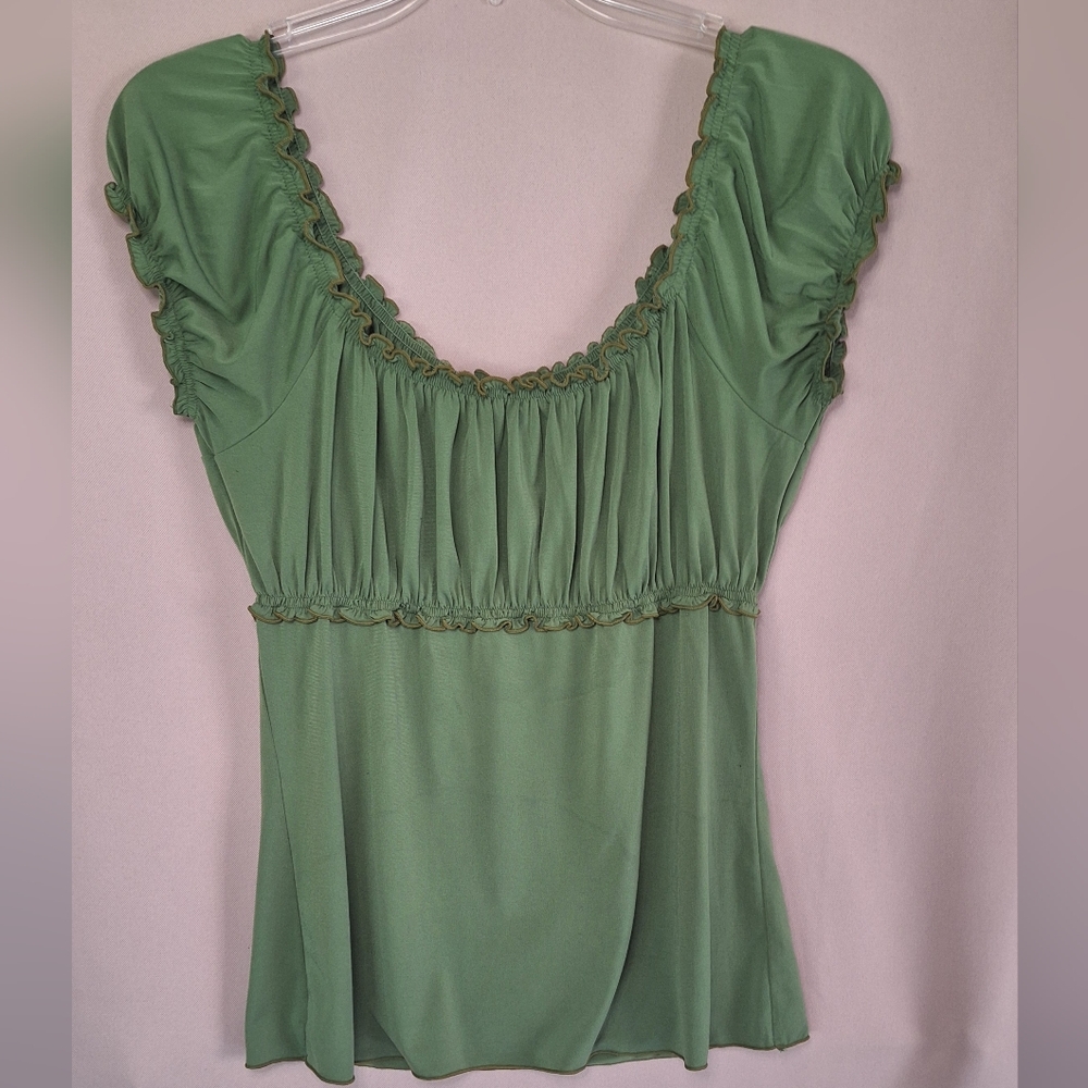 🌿 5/$25. Women Puff Sleeve Ruched Bust Blouse, Size Small (A15)